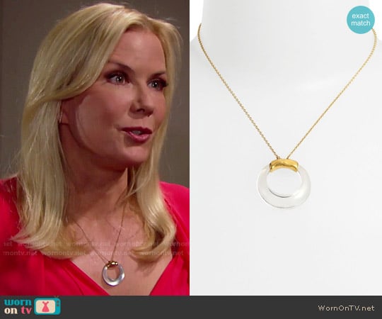 Alexis Bittar Lucite Clear Open Circle Pendant Necklace worn by Brooke Logan (Katherine Kelly Lang) on The Bold and the Beautiful