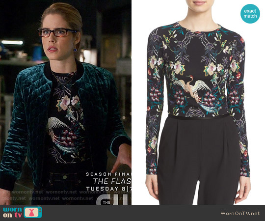 Alice + Olivia Demia Jacket worn by Felicity Smoak (Emily Bett Rickards) on Arrow