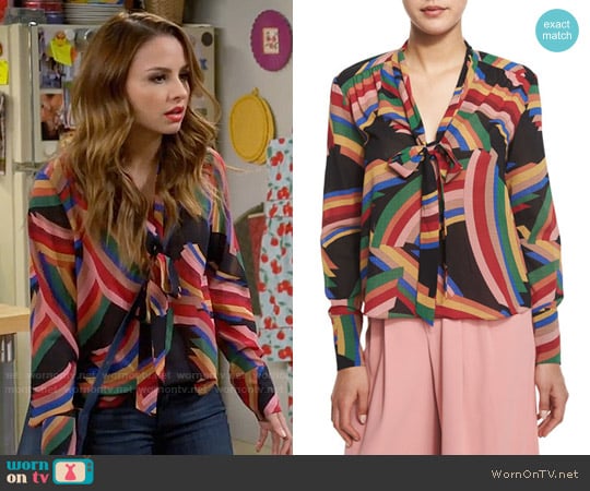 Alice + Olivia Aisha Blouse worn by Sofia Rodriguez (Aimee Carrero) on Young and Hungry