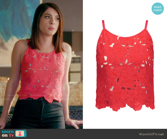Alice + Olivia Alanis Top worn by Alexis Gleen (Niki Koss) on Famous in Love