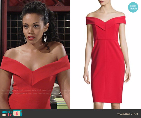 Alice + Olivia Luana Dress in Poppy worn by Hilary Curtis (Mishael Morgan) on The Young and the Restless