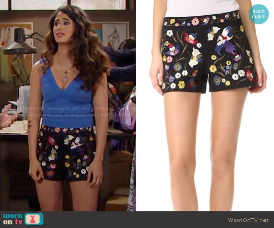 Alice + Olivia Marisa Embroidered Shorts worn by Darlita (Danube Hermosillo) on The Bold and the Beautiful