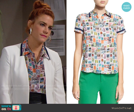 Alice + Olivia Oswald Top worn by Sally Spectra (Courtney Hope) on The Bold and the Beautiful