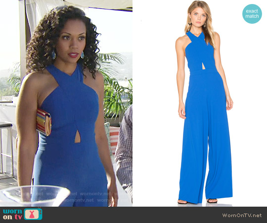 Alice + Olivia Trinity Jumpsuit in Cobalt worn by Hilary Curtis (Mishael Morgan) on The Young and the Restless