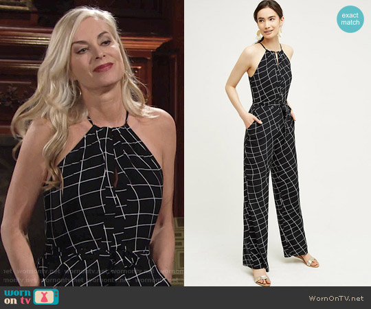 Sanctuary Windowpane Halter Jumpsuit worn by Ashley Abbott (Eileen Davidson) on The Young and the Restless