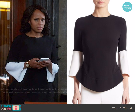 Antonio Berardi Bell Sleeve Colorblock Blouse worn by Olivia Pope (Kerry Washington) on Scandal