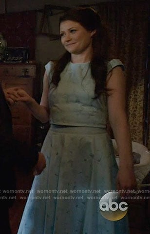 Belle’s blue lace crop top and skirt on Once Upon a Time