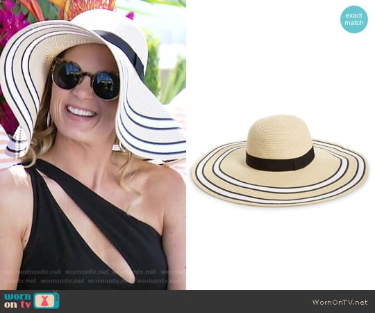 BP. Stripe Floppy Brim Straw Hat worn by Phyllis Newman (Gina Tognoni) on The Young and the Restless