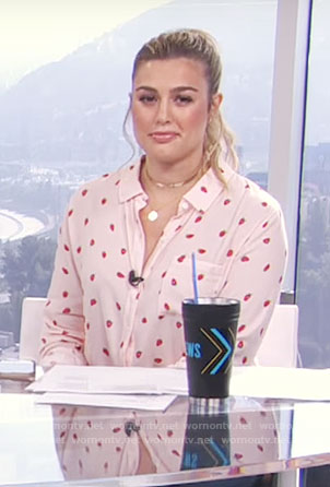 Carissa’s strawberry print shirt on E! News Daily Pop