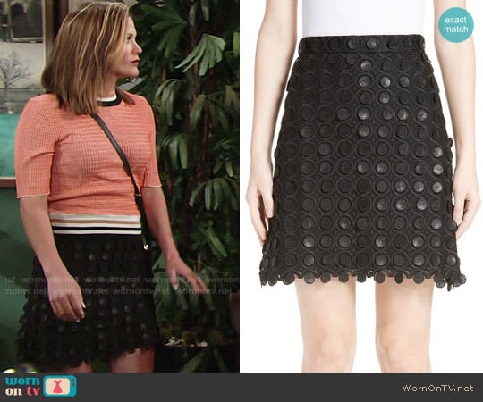 Carven 3D Embroidered Miniskirt worn by Chelsea Lawson (Melissa Claire Egan) on The Young and the Restless