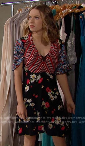 Coco’s mixed print v-neck dress on The Bold and the Beautiful
