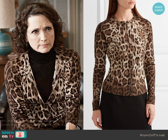 Dolce & Gabbana Leopard Print Cardigan worn by Nadine Tolliver (Bebe Neuwirth) on Madam Secretary