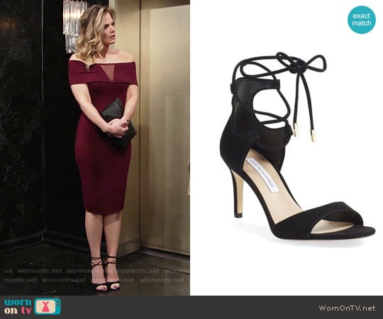 Diane von Furstenberg Rimini Ankle Wrap Sandal worn by Phyllis Newman (Gina Tognoni) on The Young and the Restless