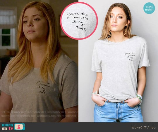 Emi Jay Youre The Avocado To My Toast Boyfriend Tee  in Heather Grey worn by Alison DiLaurentis (Sasha Pieterse) on Pretty Little Liars