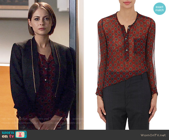 Etoile Isabel Marant Boden Crinkled Silk Chiffon Henley worn by Thea Queen (Willa Holland) on Arrow