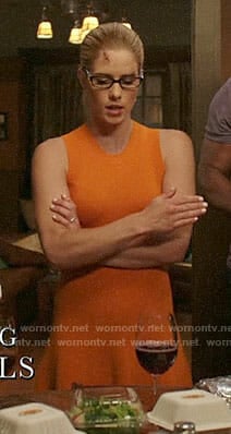 Felicity’s orange ribbed dress on Arrow