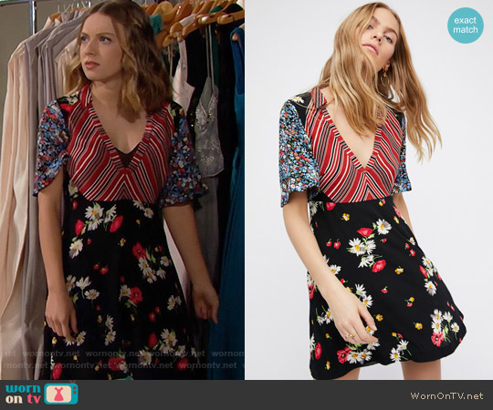 Free People Mix It Up Printed Mini Dress worn by Coco Spectra (Courtney Grosbeck) on The Bold and the Beautiful