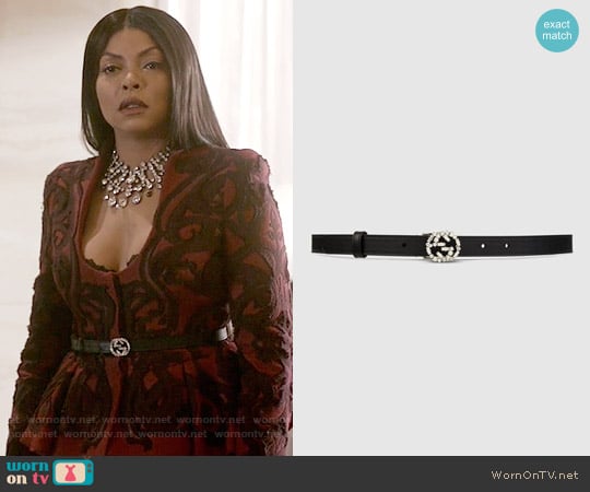 Gucci Thin leather belt with crystal GG worn by Cookie Lyon (Taraji P. Henson) on Empire