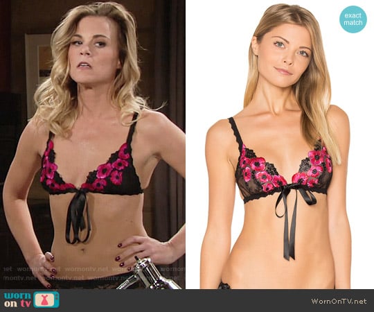 Hanky Panky Embroidery Front Tie Bralette worn by Phyllis Newman (Gina Tognoni) on The Young and the Restless