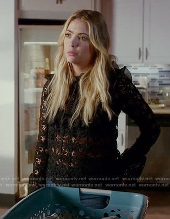 Hanna’s black lace top on Pretty Little Liars