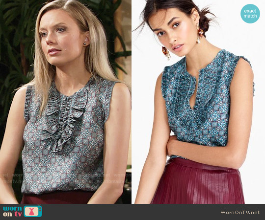 J.Crew Margot Top in Silk Foulard worn by Abby Newman (Melissa Ordway) on The Young and the Restless