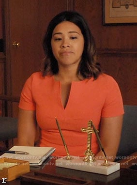 Jane’s orange split-neck dress on Jane the Virgin