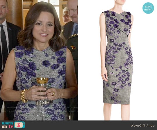 Jason Wu Sleeveless Dress with Floral Appliqué worn by Selina Meyer (Julia Louis-Dreyfus) on Veep
