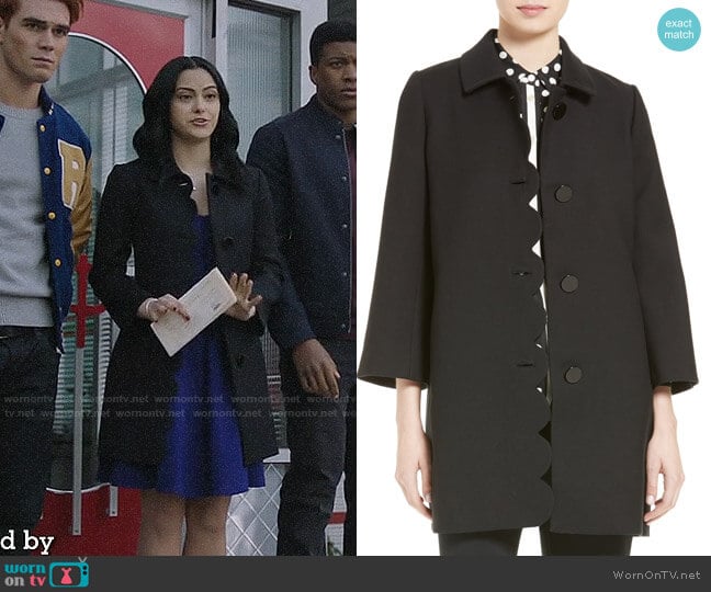 Kate Spade Scallop Twill Coat worn by Veronica Lodge (Camila Mendes) on Riverdale