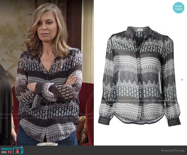 LAgence Printed Blouse worn by Ashley Abbott (Eileen Davidson) on The Young and the Restless