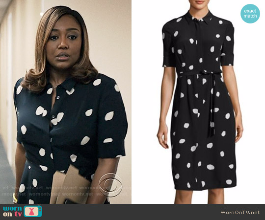 LK Bennett Pernila Polka Dot Silk Shirtdress worn by Daisy Grant (Patina Miller) on Madam Secretary