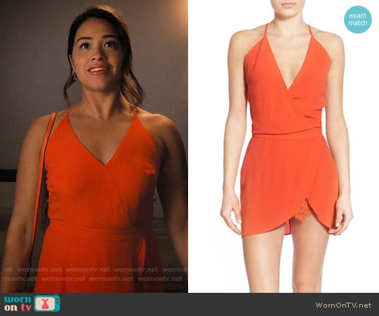 Lovers + Friends Soulmate Surplice Minidress worn by Jane Villanueva (Gina Rodriguez) on Jane the Virgin
