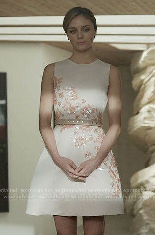 Megan’s floral embellished dress on The Arrangement