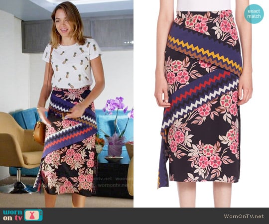 MSGM Floral Chevron Midi Skirt worn by Cassandra (Georgie Flores) on Famous in Love