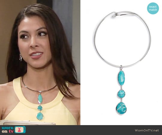 Nordstrom Triple Stone Collar Necklace in Turquoise Rhodium worn by Juliet Helton (Laur Allen) on The Young and the Restless