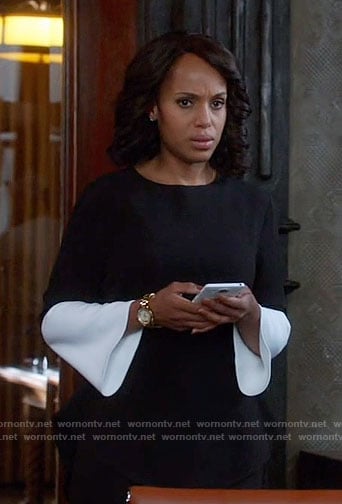 Olivia’s black and white bell-sleeve top on Scandal