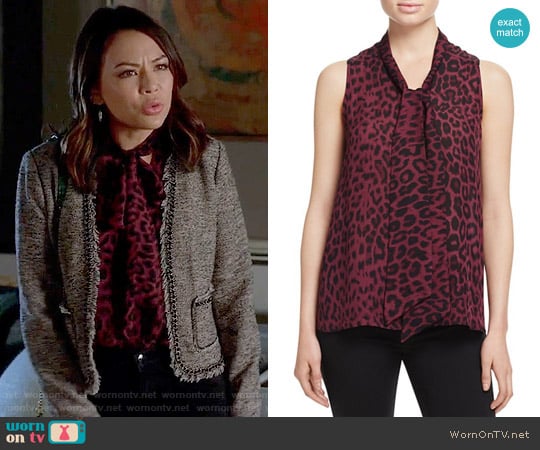 Parker Mia Top in Cordovan Leopard worn by Mona Vanderwaal (Janel Parrish) on Pretty Little Liars