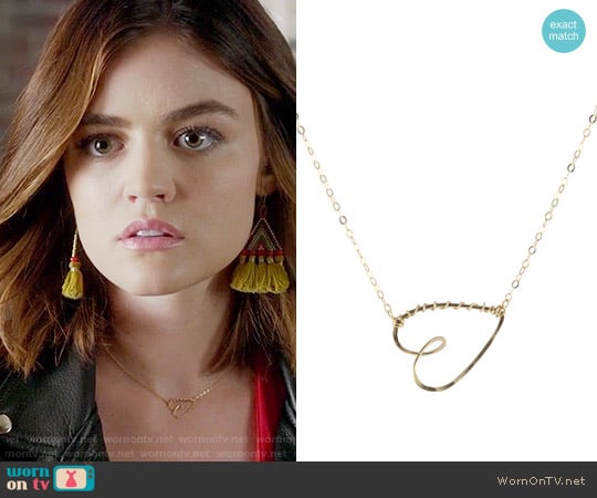Peggy Li Have a Heart Necklace in Gold / Large worn by Aria Montgomery (Lucy Hale) on Pretty Little Liars