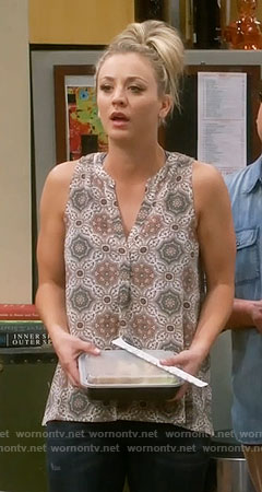 Penny’s medallion print sleeveless top on The Big Bang Theory