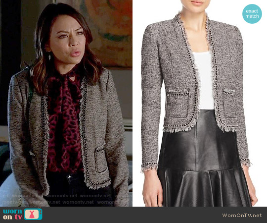 Rebecca Taylor Fringe Tweed Jacket worn by Mona Vanderwaal (Janel Parrish) on Pretty Little Liars
