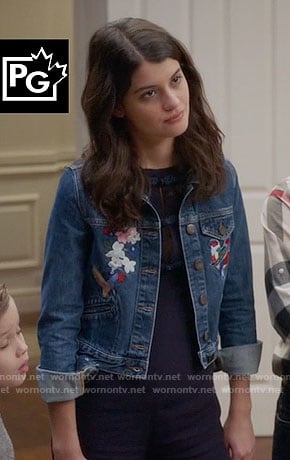 Sabrina’s embroidered denim jacket on The Mick