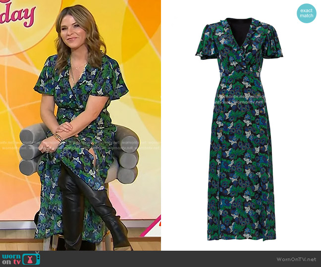 Saloni Josee floral-print silk midi dress worn by Jenna Bush Hager on Today