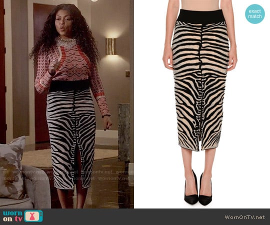 Stella McCartney Zebra-Print Slim Slit-Back Skirt worn by Cookie Lyon (Taraji P. Henson) on Empire