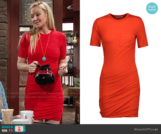 T by Alexander Wang Ruched stretch-jersey mini dress worn by Sharon Newman (Sharon Case) on The Young and the Restless