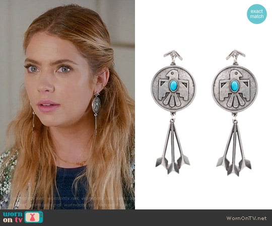 The 2 Bandits Cher Thunderbird Earrings worn by Hanna Marin (Ashley Benson) on Pretty Little Liars