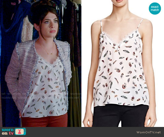 The Kooples Feather Print Silk Tank Top worn by Alexis Gleen (Niki Koss) on Famous in Love