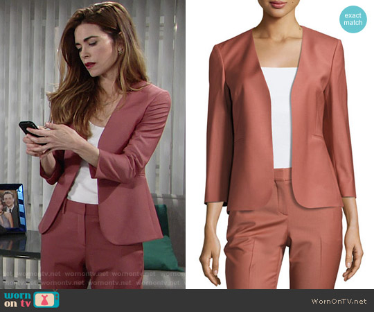 Theory Lindrayia Blazer in Deep Rose worn by Victoria Newman (Amelia Heinle) on The Young and the Restless