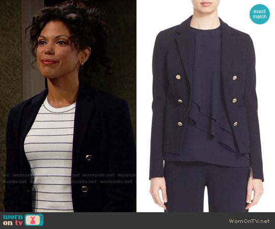 Theory Jonita K Fixture Ponte Jacket worn by Maya Avant (Karla Mosley) on The Bold and the Beautiful