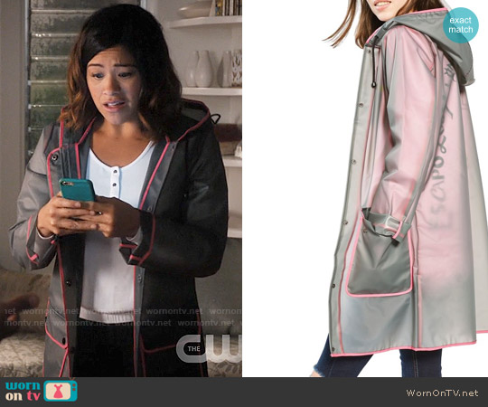 Topshop Piped Mac Rain Jacket worn by Jane Villanueva (Gina Rodriguez) on Jane the Virgin