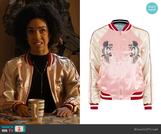 Topshop Two-in-One Reversible Bomber Jacket worn by Bill Potts (Pearl Mackie) on Doctor Who