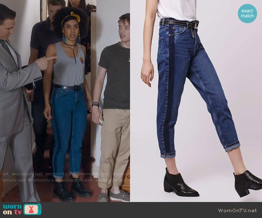 Topshop Side Stripe Mom Jeans worn by Bill Potts (Pearl Mackie) on Doctor Who